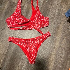 Zaful Red Floral Bikini Set
